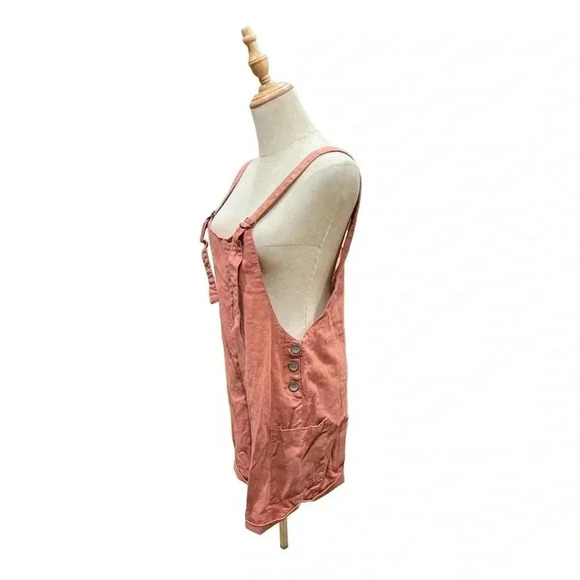Roxy Pink Linen Overalls size Medium - Picture 2 of 12